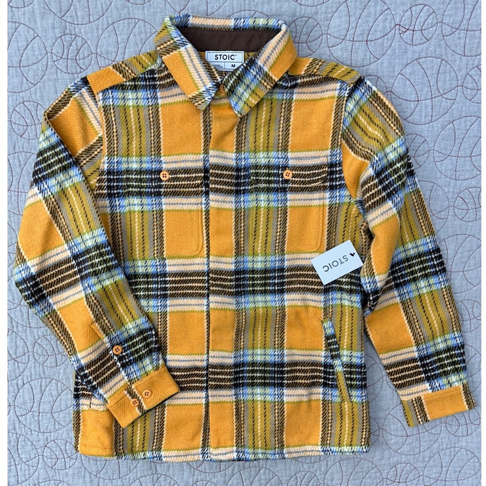 Stoic Flannel Shirt Jacket Yellow Plaid SICZ2Q8 / Mens‎ Medium